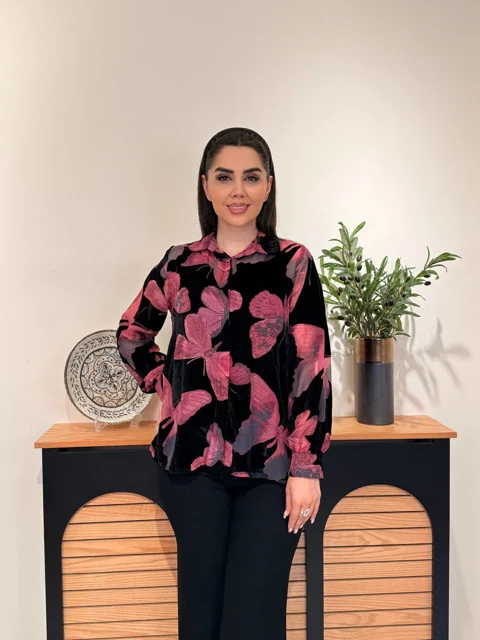 شومیز مجلسی مخمل پروانه زنانه