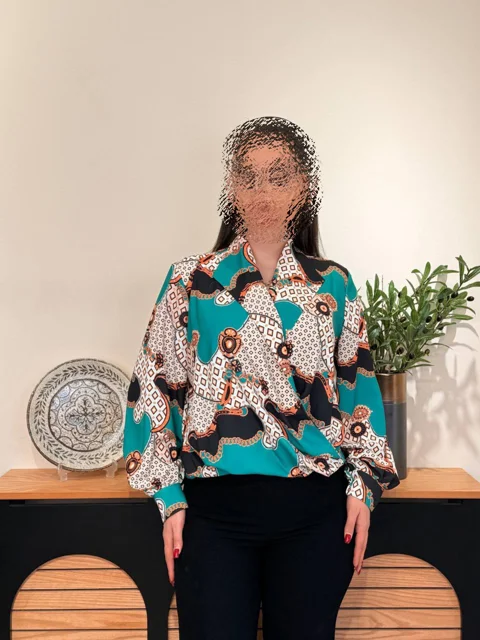 شومیز چپ و راستی طرحدار زنانه