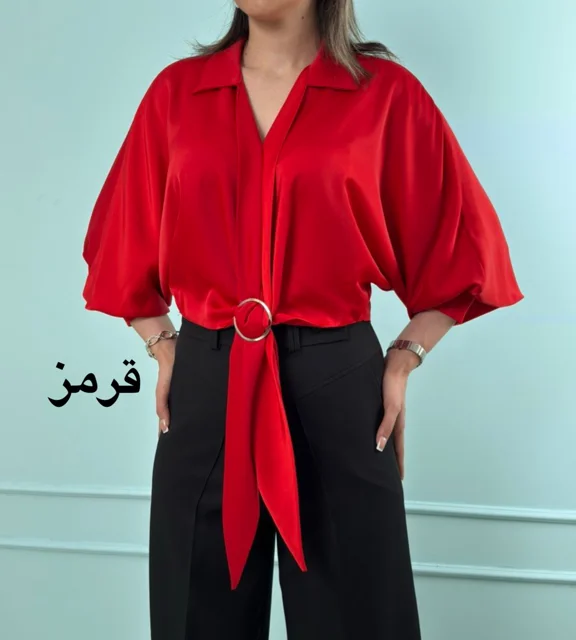کراپ زنانه ساتن گره ای